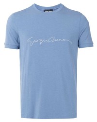 T-shirt girocollo stampata azzurra di Giorgio Armani