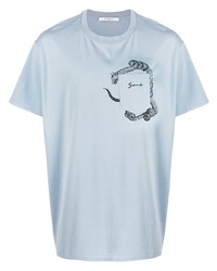 T-shirt girocollo stampata azzurra di Givenchy