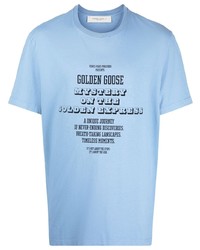 T-shirt girocollo stampata azzurra di Golden Goose
