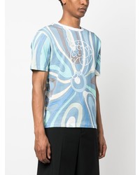 T-shirt girocollo stampata azzurra di PUCCI
