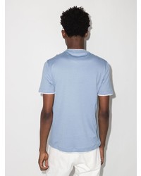 T-shirt girocollo stampata azzurra di Brunello Cucinelli