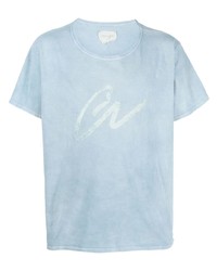 T-shirt girocollo stampata azzurra di Greg Lauren
