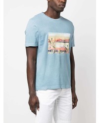 T-shirt girocollo stampata azzurra di Jacob Cohen
