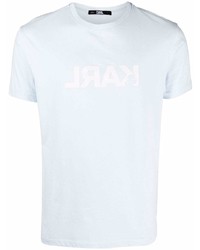 T-shirt girocollo stampata azzurra di Karl Lagerfeld