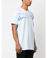 T-shirt girocollo stampata azzurra di Philipp Plein