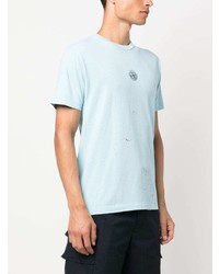 T-shirt girocollo stampata azzurra di Stone Island