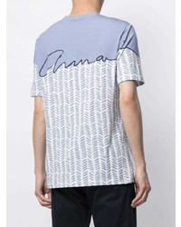 T-shirt girocollo stampata azzurra di Giorgio Armani