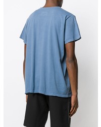 T-shirt girocollo stampata azzurra di Greg Lauren