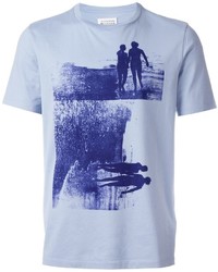 T-shirt girocollo stampata azzurra di Maison Margiela