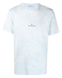 T-shirt girocollo stampata azzurra di Manuel Ritz