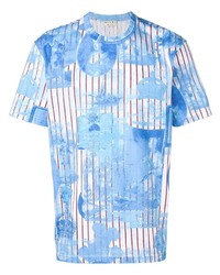 T-shirt girocollo stampata azzurra di Marni