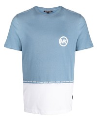 T-shirt girocollo stampata azzurra di Michael Kors