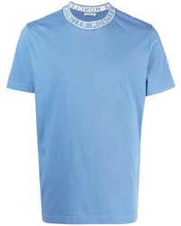 T-shirt girocollo stampata azzurra di Moncler