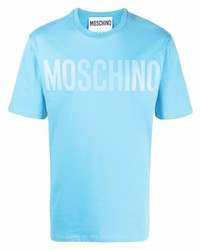 T-shirt girocollo stampata azzurra di Moschino