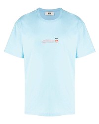 T-shirt girocollo stampata azzurra di MSGM