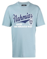 T-shirt girocollo stampata azzurra di Nahmias