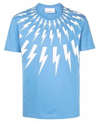 T-shirt girocollo stampata azzurra di Neil Barrett