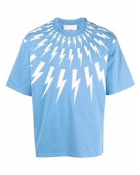 T-shirt girocollo stampata azzurra di Neil Barrett