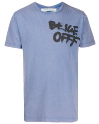 T-shirt girocollo stampata azzurra di Off-White