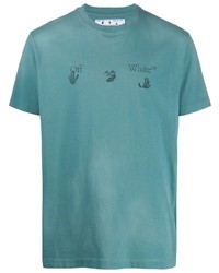 T-shirt girocollo stampata azzurra di Off-White