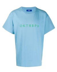 T-shirt girocollo stampata azzurra di PACCBET