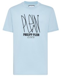 T-shirt girocollo stampata azzurra di Philipp Plein