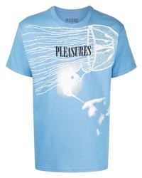 T-shirt girocollo stampata azzurra di Pleasures