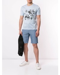 T-shirt girocollo stampata azzurra di D'urban