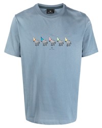 T-shirt girocollo stampata azzurra di PS Paul Smith
