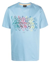 T-shirt girocollo stampata azzurra di PS Paul Smith