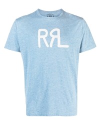 T-shirt girocollo stampata azzurra di Ralph Lauren RRL
