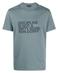 T-shirt girocollo stampata azzurra di Ron Dorff