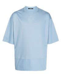 T-shirt girocollo stampata azzurra di SONGZIO
