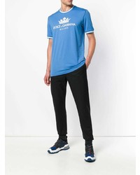 T-shirt girocollo stampata azzurra di Dolce & Gabbana