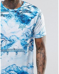 T-shirt girocollo stampata azzurra di Hype