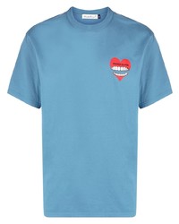 T-shirt girocollo stampata azzurra di Undercover