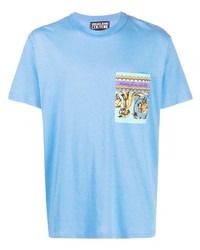 T-shirt girocollo stampata azzurra di VERSACE JEANS COUTURE