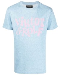 T-shirt girocollo stampata azzurra di Viktor & Rolf