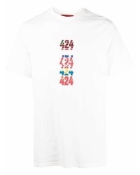 T-shirt girocollo stampata beige di 424