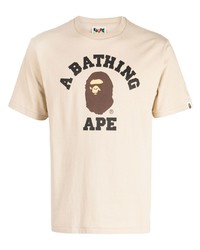 T-shirt girocollo stampata beige di A Bathing Ape