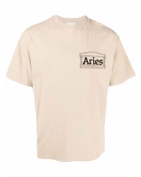 T-shirt girocollo stampata beige di Aries