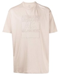 T-shirt girocollo stampata beige di Armani Exchange