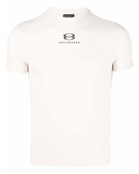 T-shirt girocollo stampata beige di Balenciaga