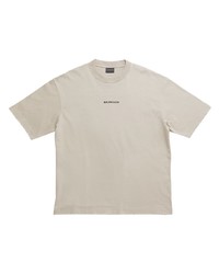 T-shirt girocollo stampata beige di Balenciaga