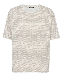 T-shirt girocollo stampata beige di Balmain