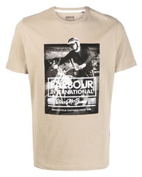 T-shirt girocollo stampata beige di Barbour International