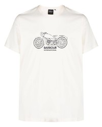 T-shirt girocollo stampata beige di Barbour