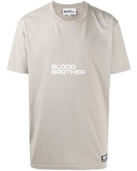 T-shirt girocollo stampata beige di Blood Brother