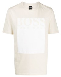 T-shirt girocollo stampata beige di BOSS HUGO BOSS