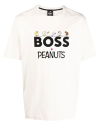 T-shirt girocollo stampata beige di BOSS